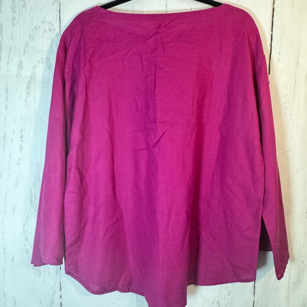 Eileen Fisher Organic Handkerchief Linen Top in hot pink nwt SP